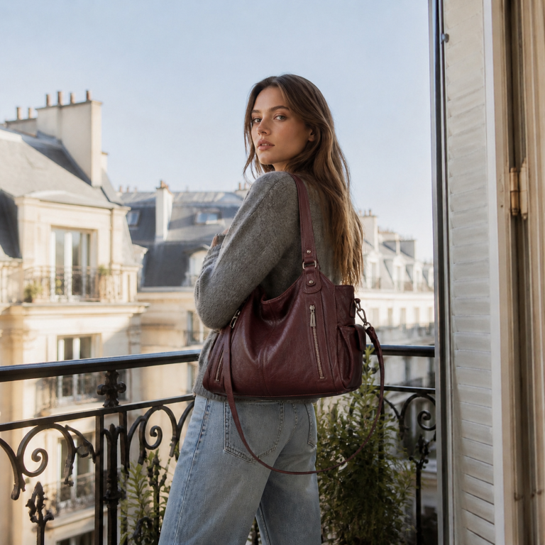 Borsa a tracolla bordeaux — Julie porté
