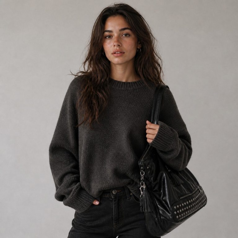 Sac bandoulière élégant — Perrine porté