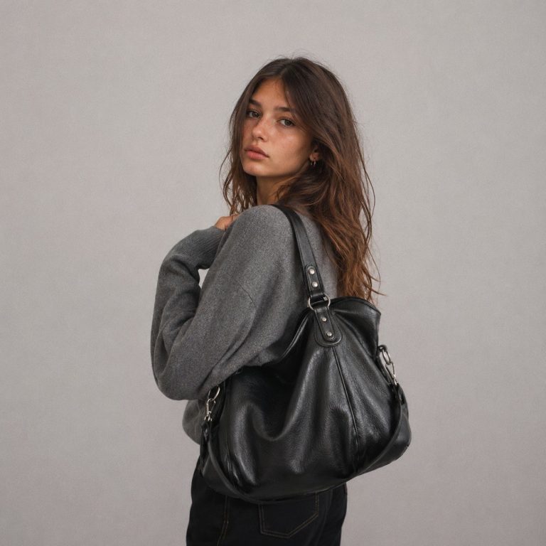 Sac bandoulière chic — Agathe porté
