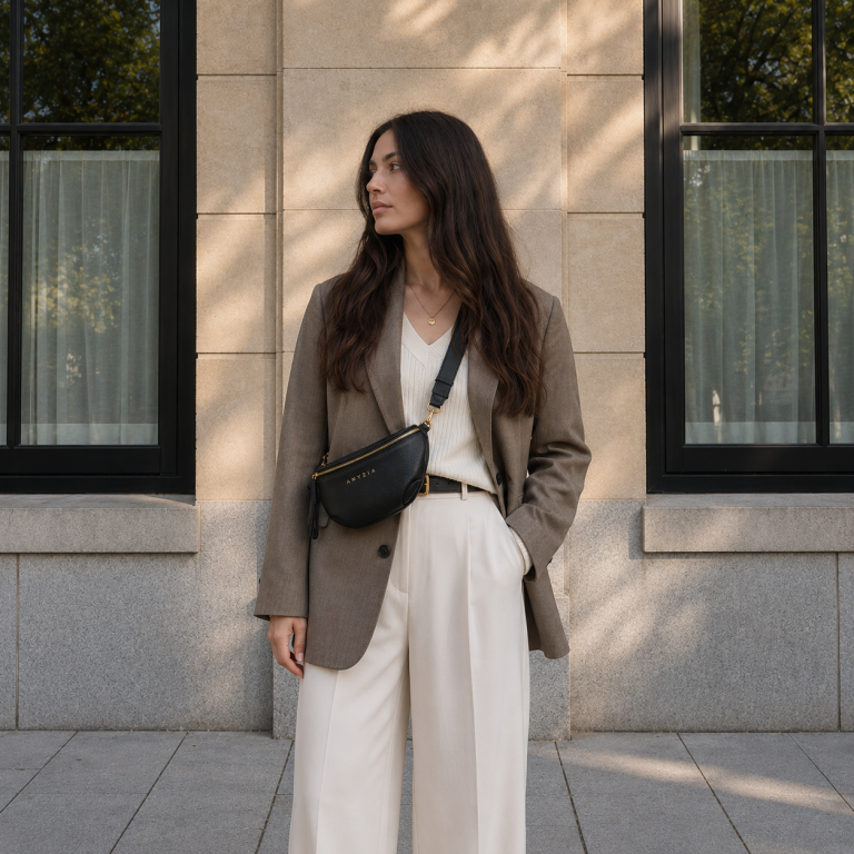 Sac banane femme tendance noir — Colombe porté