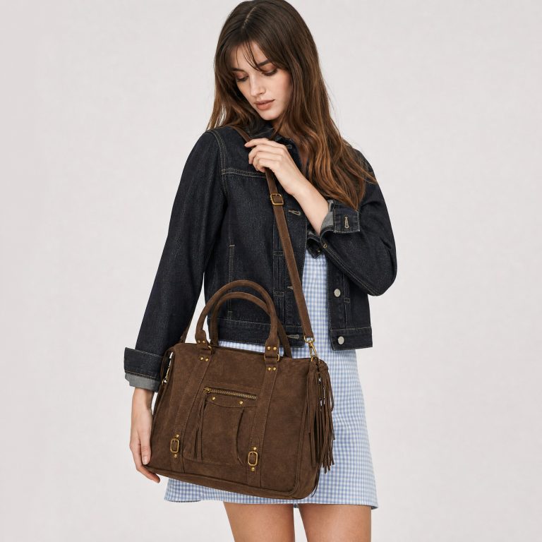 Sac à main marron — Marion porté