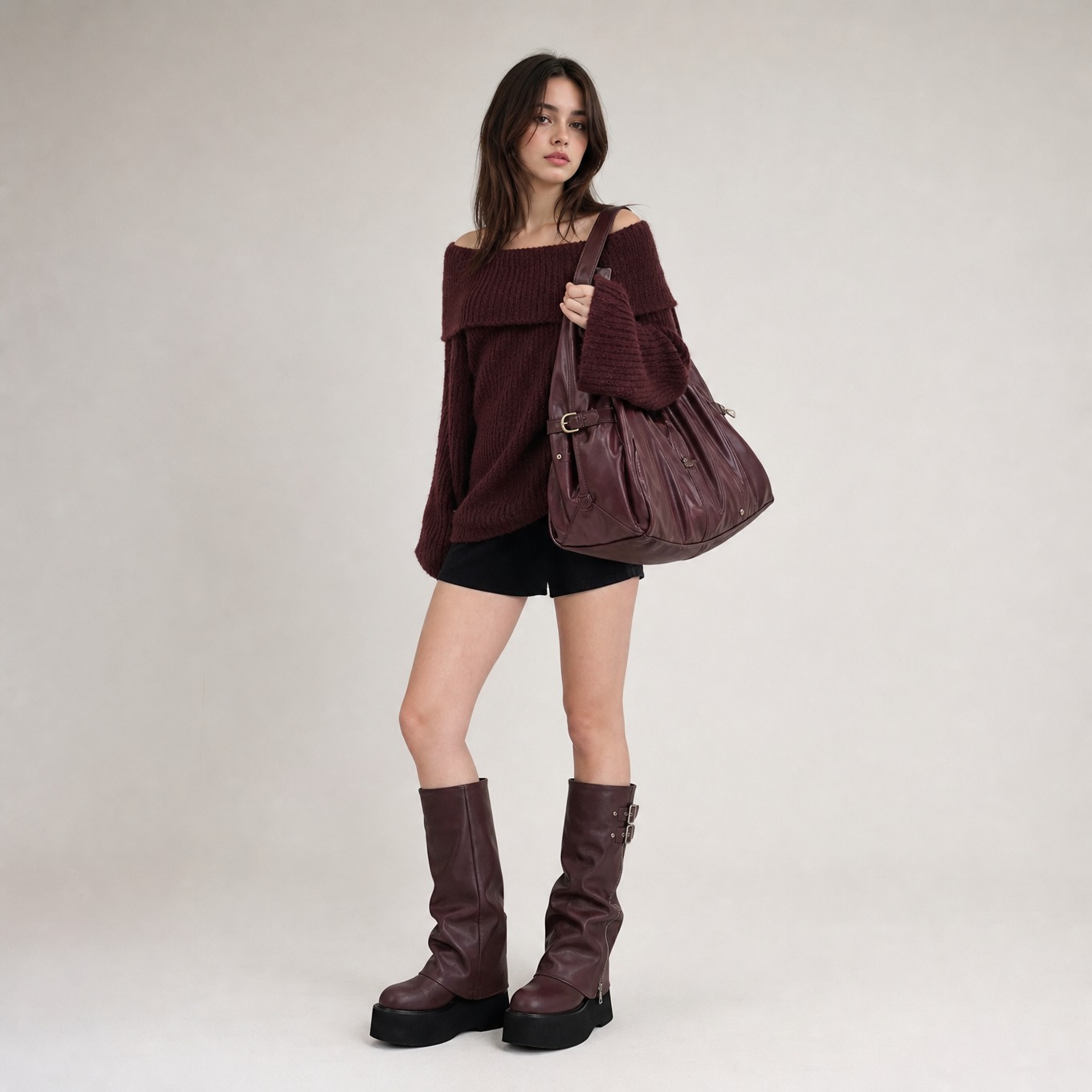 Bottes Bordeaux Hautes à Boucles - SIENNA