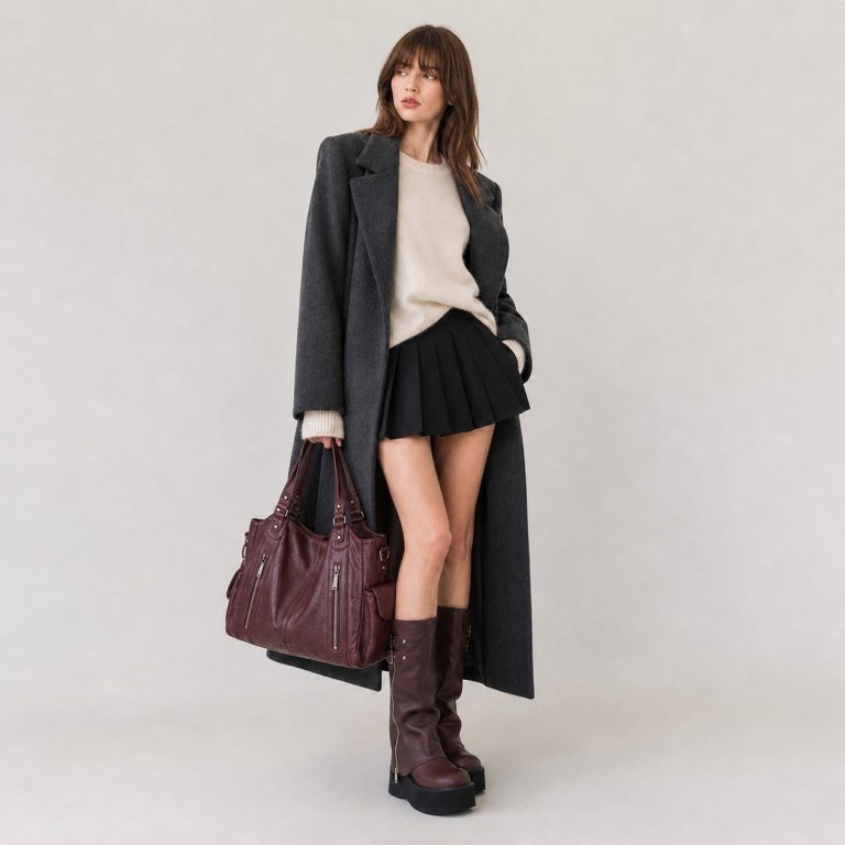 Bottes Bordeaux Hautes à Boucles - SIENNA porté