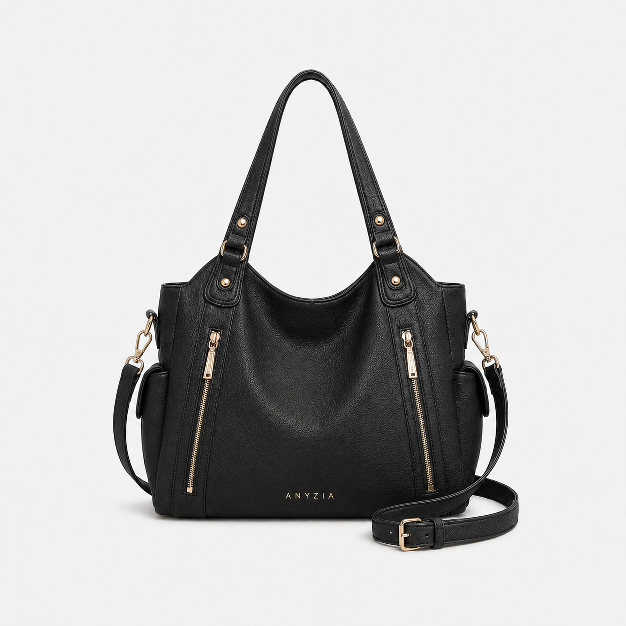 Sac à main en cuir véritable noir — Vivienne
